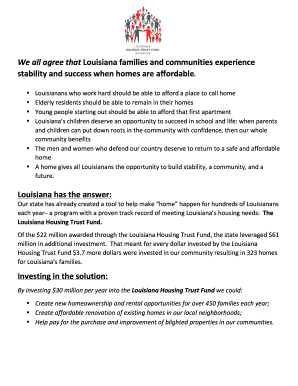 Louisiana Housing Trust Fund Support Form