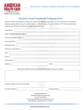 Electronic Funds Transfer Request Form