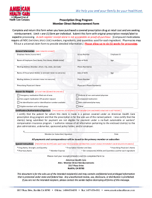 Prescription Drug Reimbursement Form