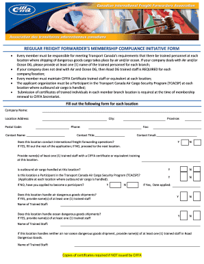 Freight Forwarder Membership Compliance Form
