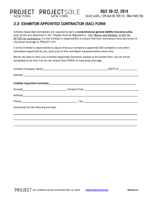 Exhibitor Appointed Contractor Form