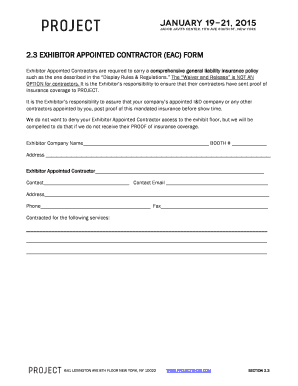Exhibitor Appointed Contractor Form