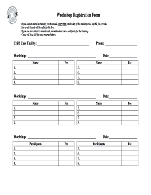Workshop Registration Form