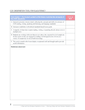 CCR Observation Tool for ELA/Literacy