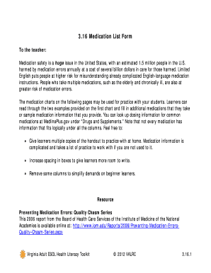 Medication List Form