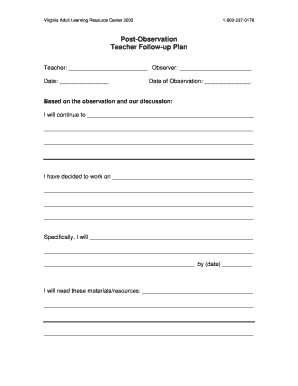 Teacher Follow-up Plan