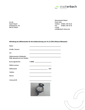 Mitteilung des Zählerstandes