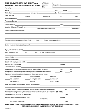 Incident report format - Non-employee Incident Report Form - risk arizona