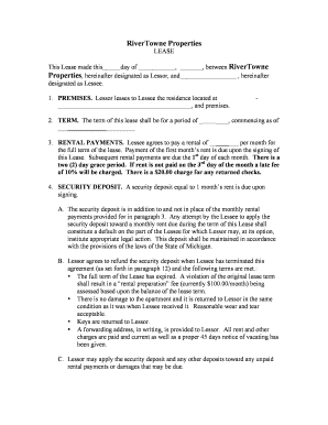 RiverTowne Properties Lease Agreement