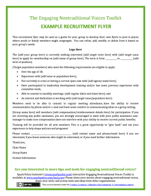 Recruitment Flyer for Nontraditional Voices