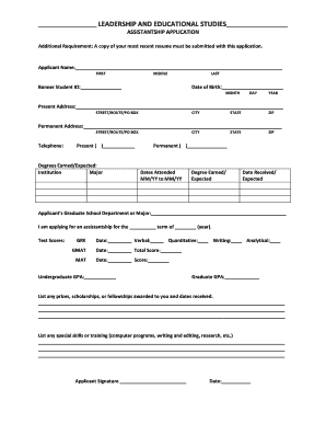 Graduate Assistantship Application Form
