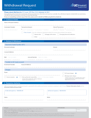 UC Invest Withdrawal Request Form