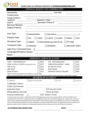 Appraisal Request and Authorization Form