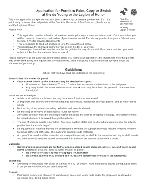 Application for Permit to Paint, Copy or Sketch