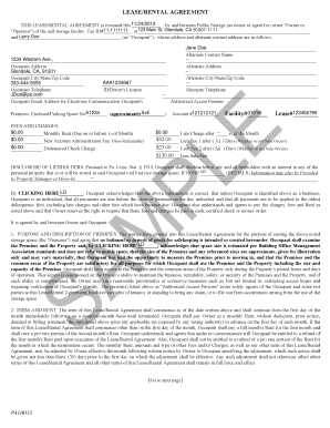Self Storage Lease Agreement