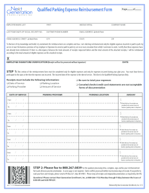 Qualified Parking Expense Reimbursement Form