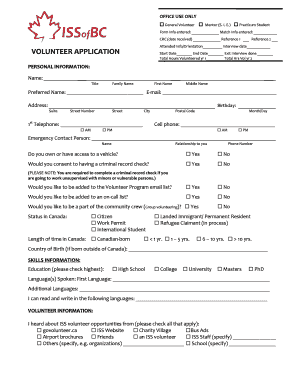 Volunteer Application Form