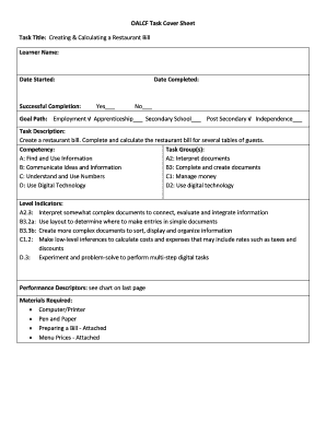 Restaurant Bill Creation Task