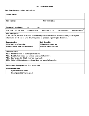 Prescription Information Sheet