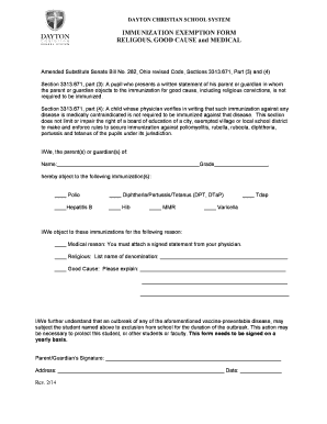 Ohio Immunization Exemption Form