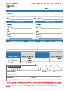 Consulate Service Order Form
