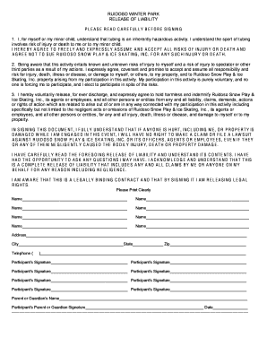 Ruidoso Winter Park Release of Liability
