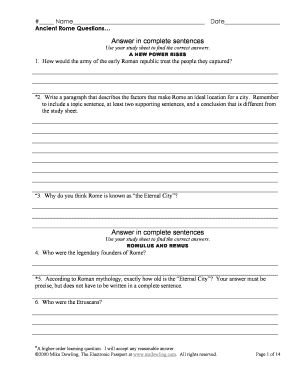 Ancient Rome History Worksheet