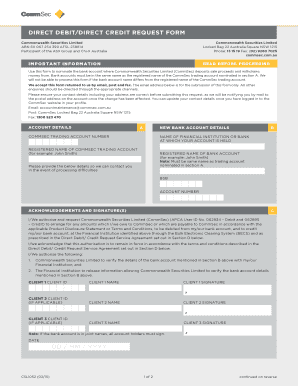 Direct Debit/Direct Credit Request Form
