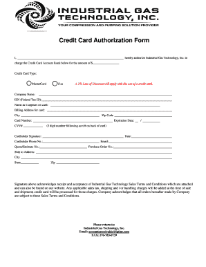 Credit Card Authorization Form