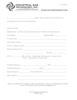 Credit Card Authorization Form