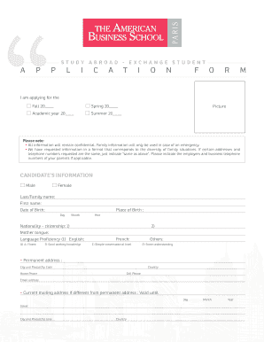 Exchange Student Application Form