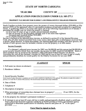 North Carolina Property Tax Exclusion Application