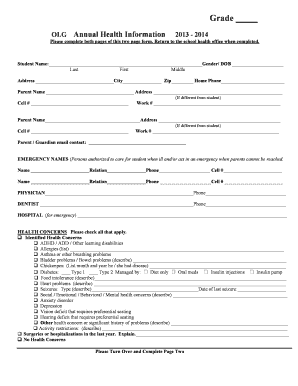 Annual Health Information Form