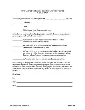 Affidavit of Workers' Compensation Coverage