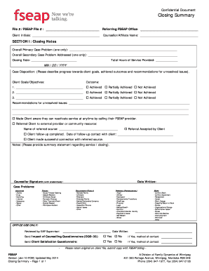 Closing Summary Form