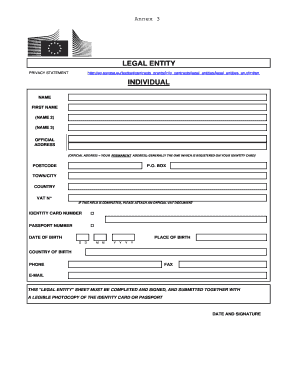 EU Legal Entity Form