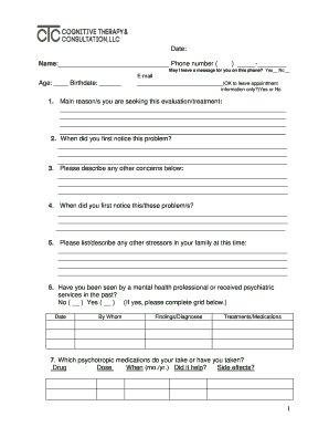 Mental Health Evaluation Form