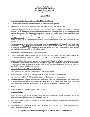 New York City Apartment Rental Application