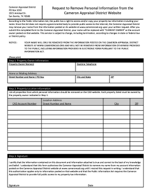 Texas Property Tax Information Removal Request