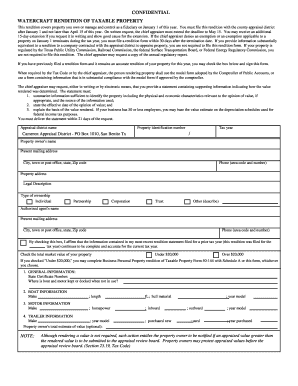 Texas Watercraft Property Tax Rendition Form