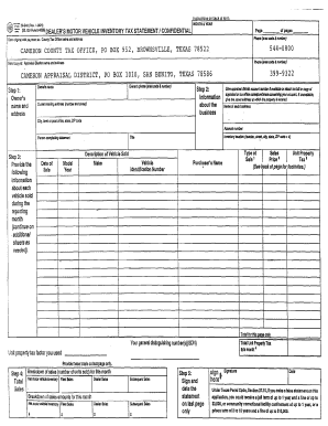Texas Dealer's Motor Vehicle Inventory Tax Statement
