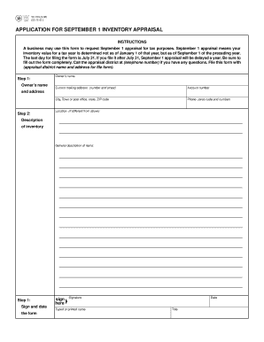 Texas September 1 Inventory Appraisal Application