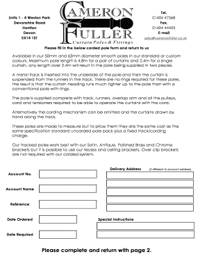 Corded Pole Order Form