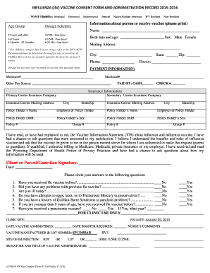 Influenza Vaccine Consent Form