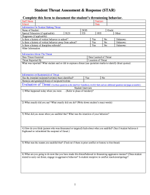 Student Threat Assessment & Response Form