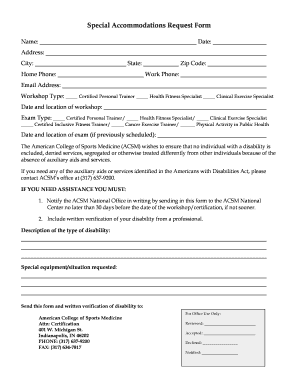 Special Accommodations Request Form