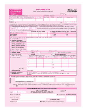 HDFC Mutual Fund SIP Enrolment Form