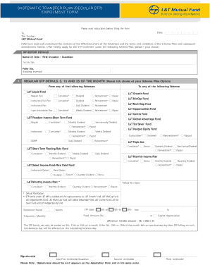 Systematic Transfer Plan Enrolment Form