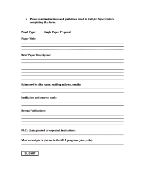 Academic Conference Paper Proposal Form