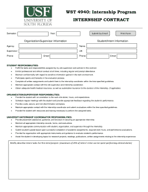 Certificate of completion sample - WST 4940 Internship Program INTERNSHIP CONTRACT - wgs usf